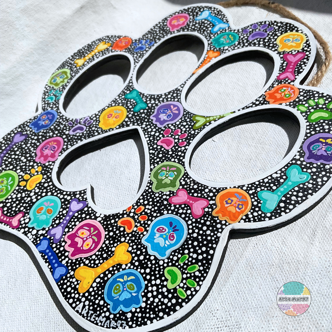 Calaveritas, Huesitos, y Piezitos – Wooden Paw Plaque