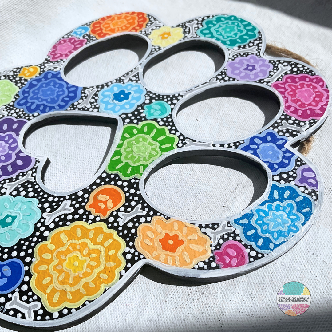 Flores y Calaveras- Wooden Paw Plaque