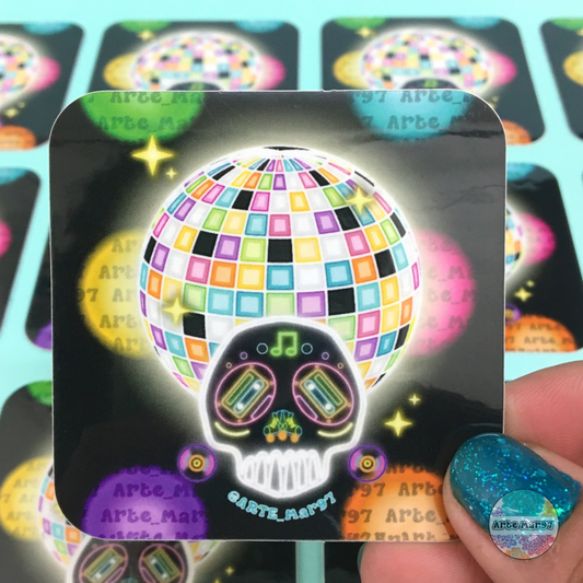 Retro Disco Calaca Vinyl Sticker