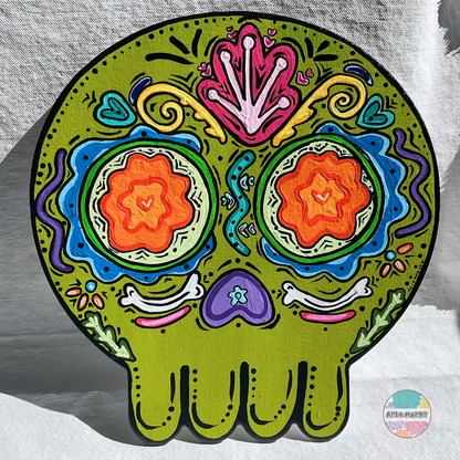 Calavera en Movimiento - Calavera-Shaped Canvas Panel