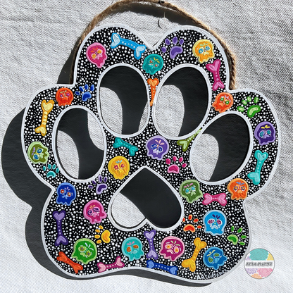 Calaveritas, Huesitos, y Piezitos – Wooden Paw Plaque