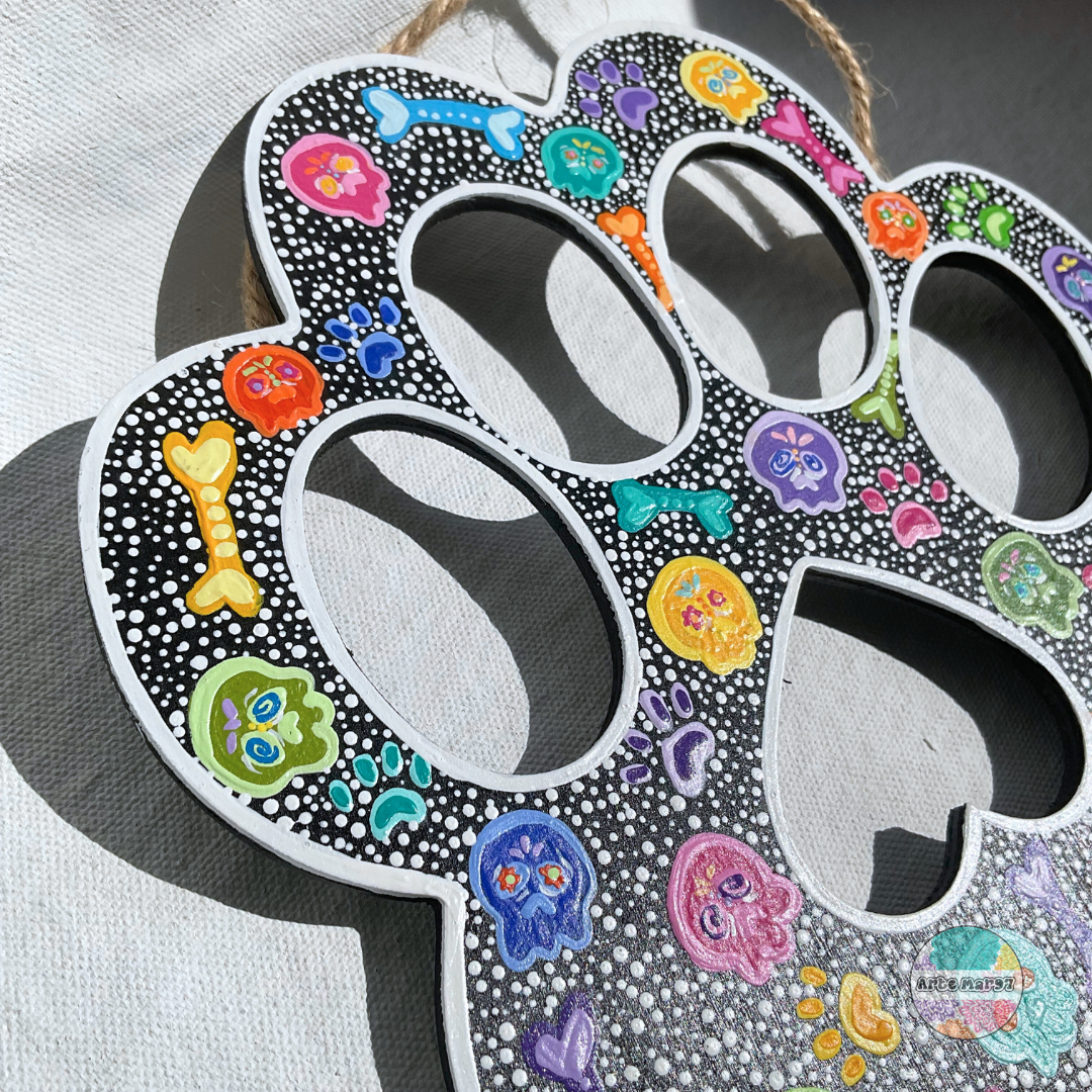 Calaveritas, Huesitos, y Piezitos – Wooden Paw Plaque