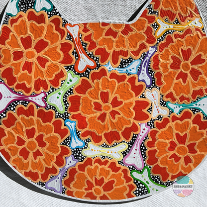 Cempasuchiles y Huesitos – Wooden Cat Plaque