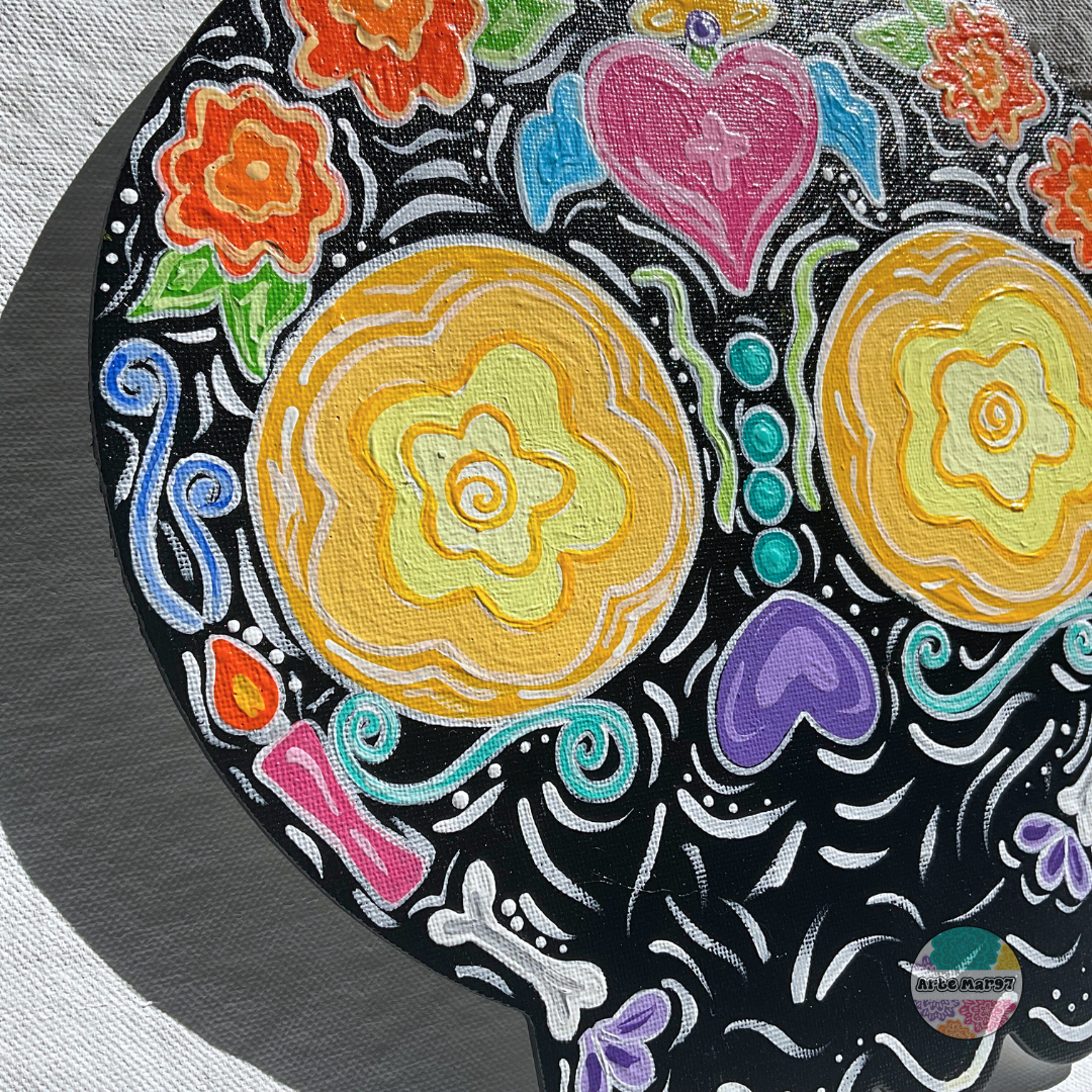 Corazón de Ángel Calavera - Calavera -Shaped Canva Panel