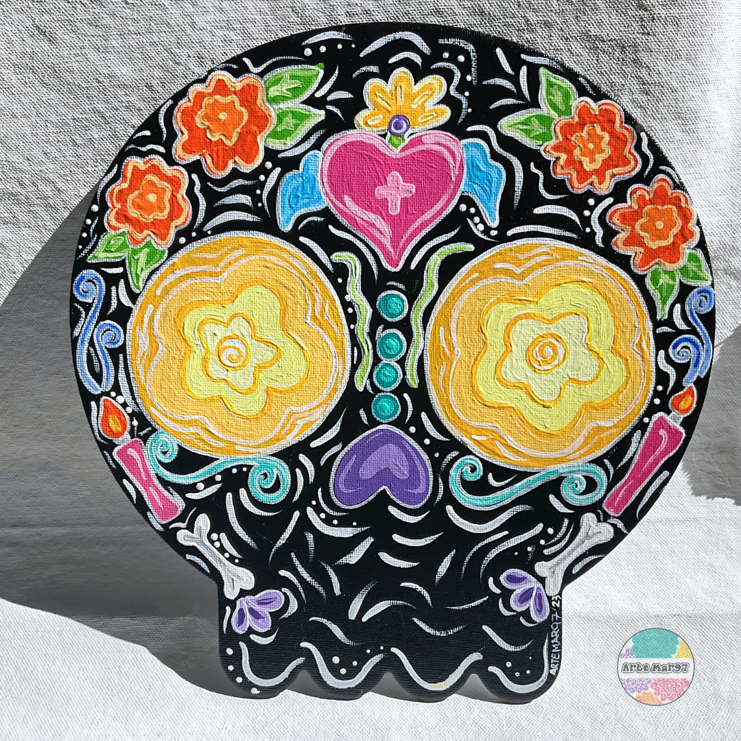 Corazón de Ángel Calavera - Calavera -Shaped Canva Panel