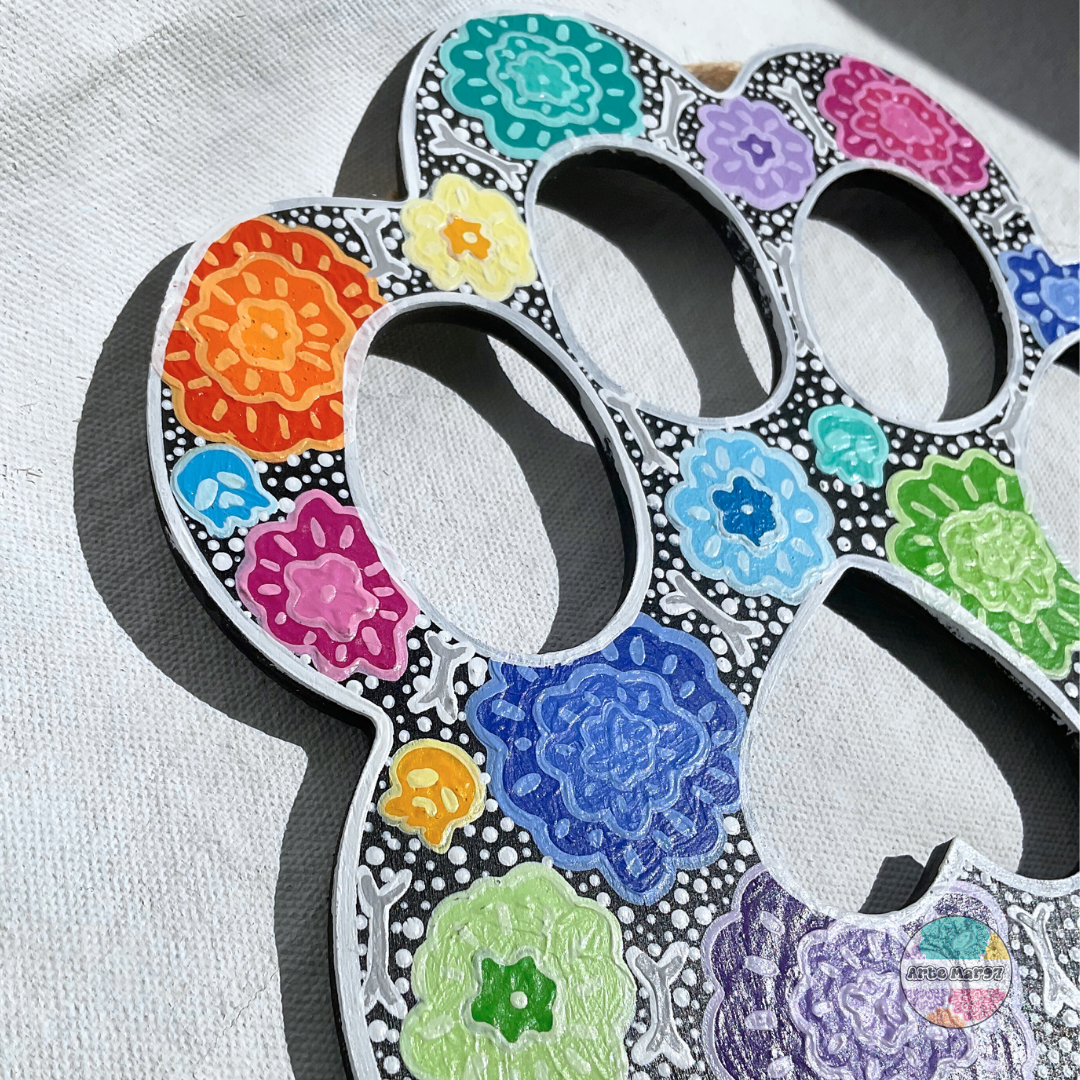 Flores y Calaveras- Wooden Paw Plaque