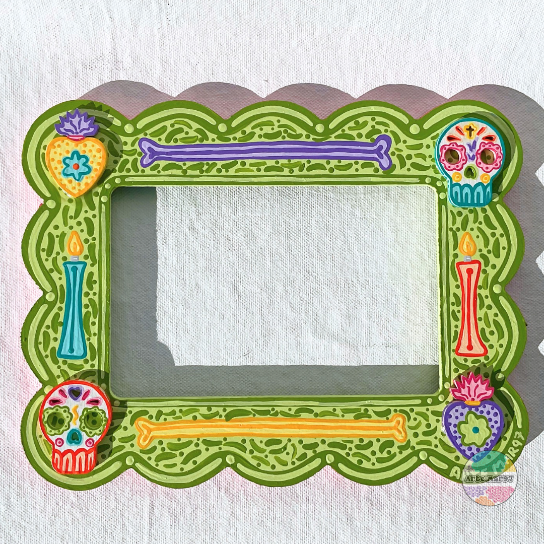 Sacred Hearts & Sugar Skulls - Wooden Picture Frame