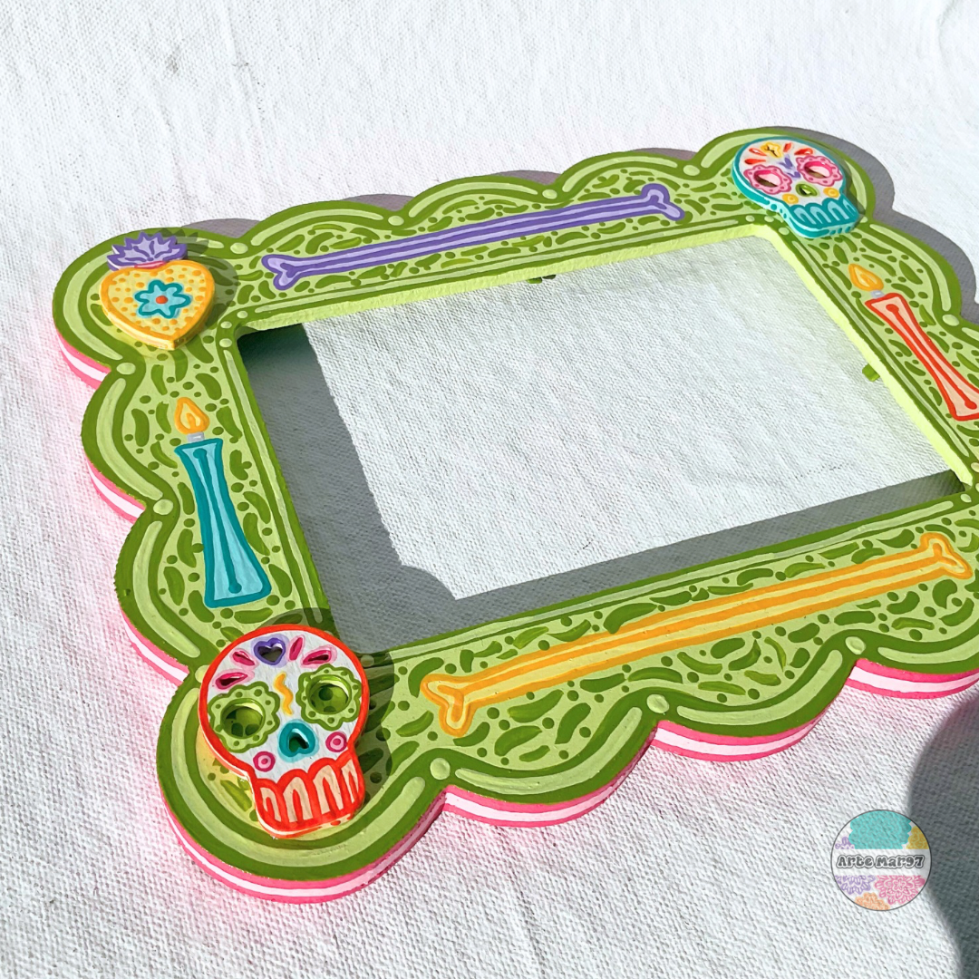 Sacred Hearts & Sugar Skulls - Wooden Picture Frame