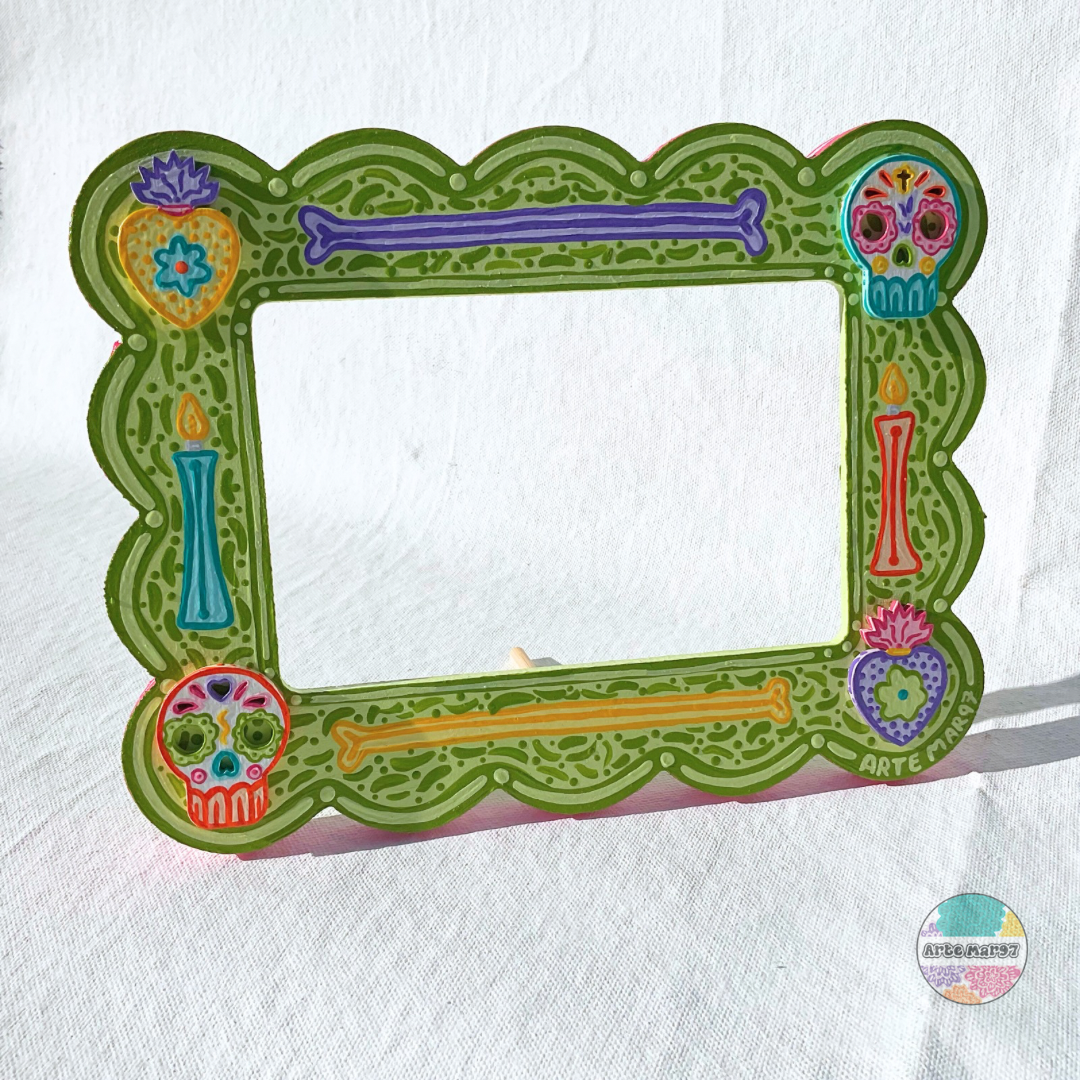 Sacred Hearts & Sugar Skulls - Wooden Picture Frame