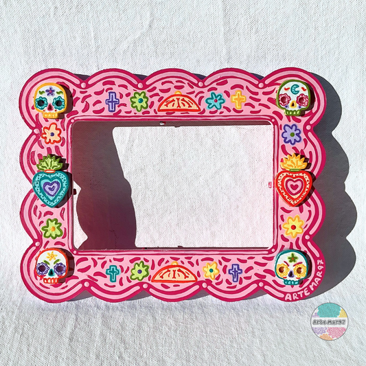 Cruzes, Flores, Pan de Muerto - Wooden Picture Frame