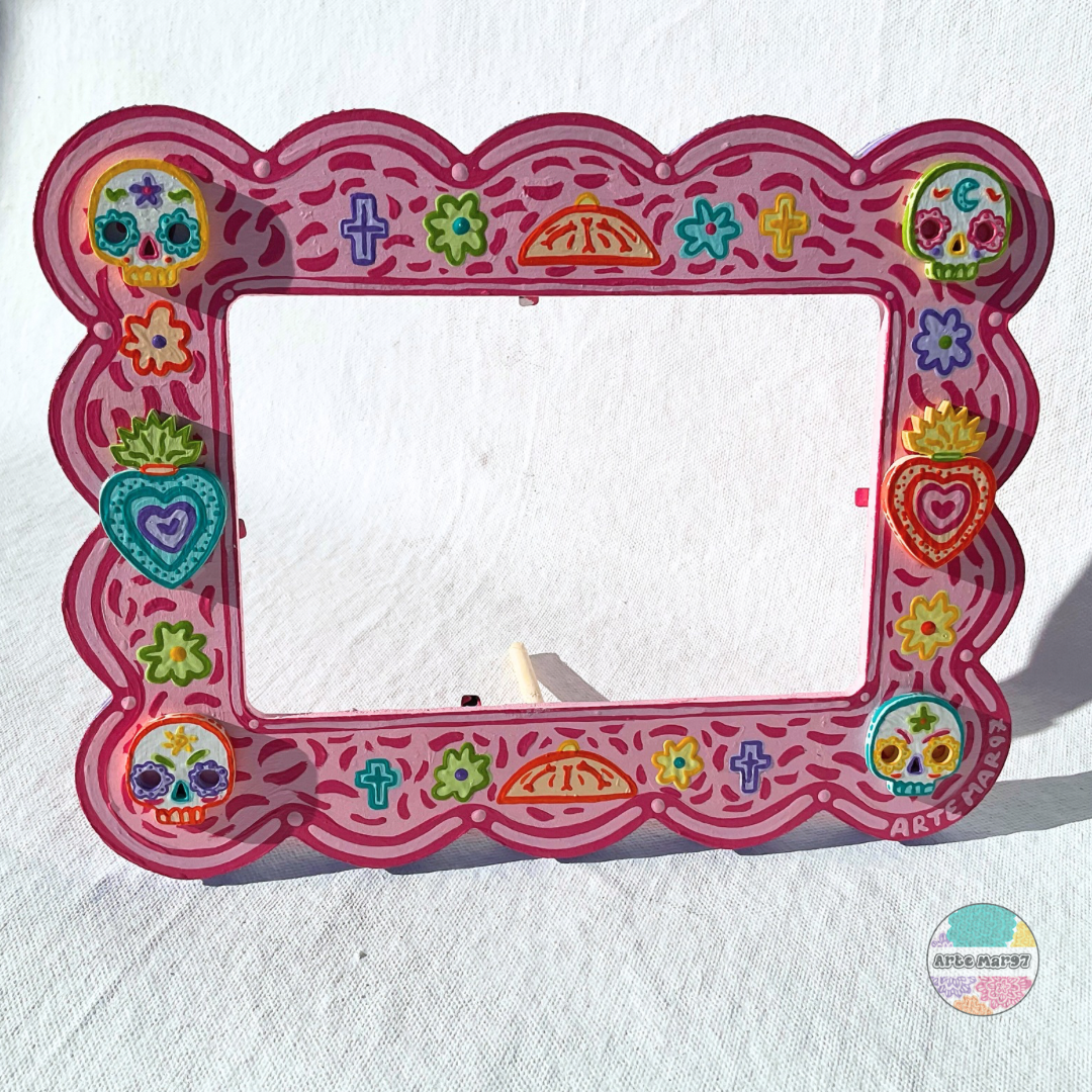 Cruzes, Flores, Pan de Muerto - Wooden Picture Frame