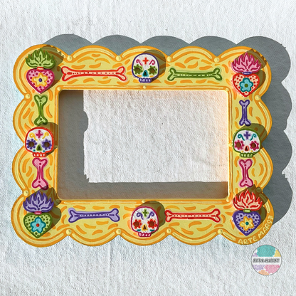 Colorful Bones, Sacred Hearts, & Sugar Skulls - Wooden Picture Frame