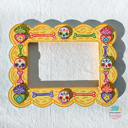 Colorful Bones, Sacred Hearts, & Sugar Skulls - Wooden Picture Frame