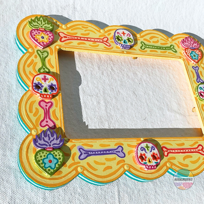 Colorful Bones, Sacred Hearts, & Sugar Skulls - Wooden Picture Frame