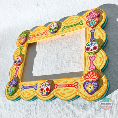 Colorful Bones, Sacred Hearts, & Sugar Skulls - Wooden Picture Frame