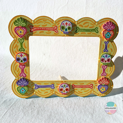 Colorful Bones, Sacred Hearts, & Sugar Skulls - Wooden Picture Frame