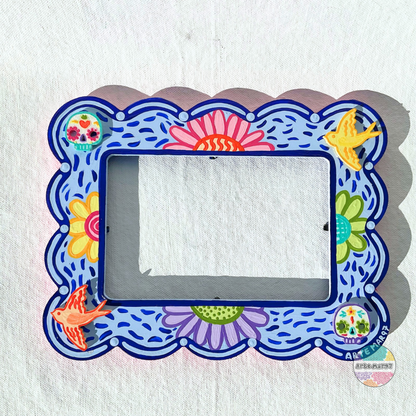 Calaveritas, Flores, y Pajaros - Wooden Picture Frame