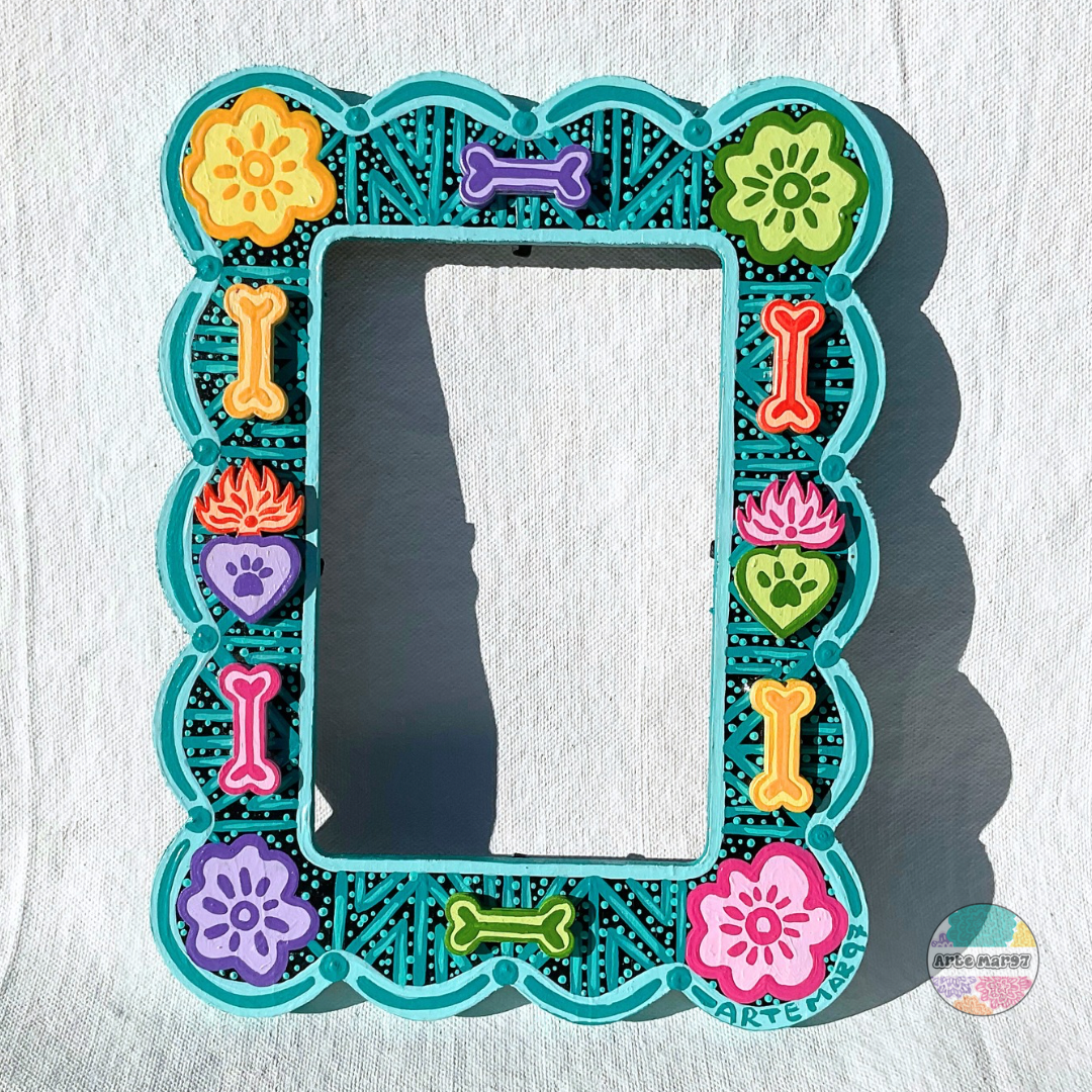 Bones & Paw Print Sacred Hearts - Wooden Picture Frame