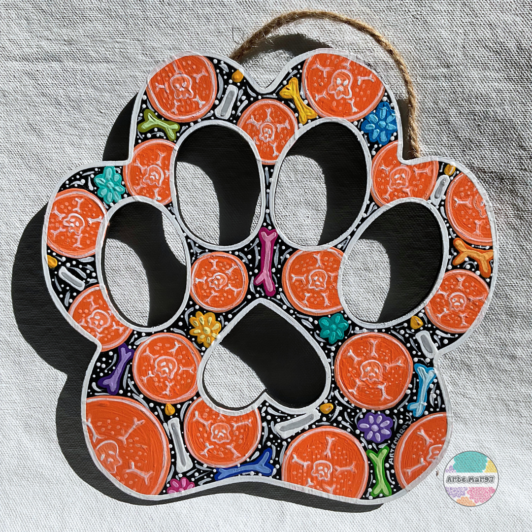 Pan de Muerto – Wooden Paw Plaque