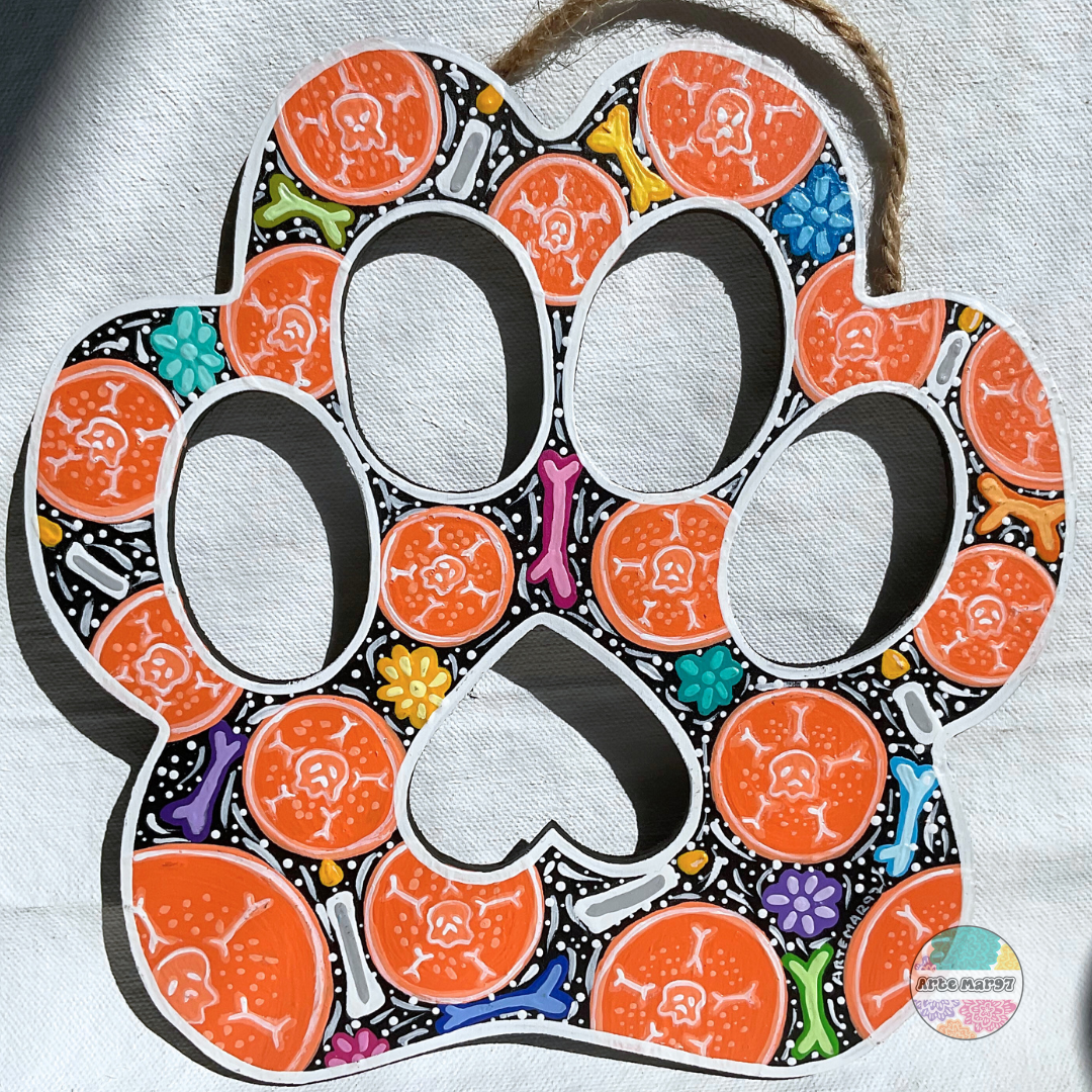 Pan de Muerto – Wooden Paw Plaque