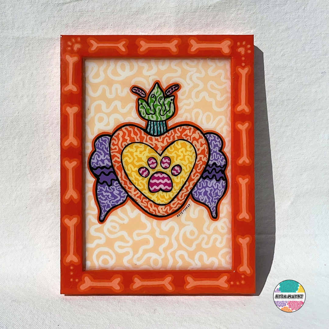Corazón de Amor -Wood Framed Canvas Art