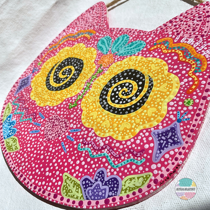 Spiral Cat Eyes – Wooden Cat Plaque