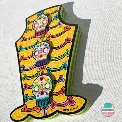 Bones & Calaveras - Wooden Tombstone